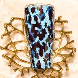 Blue Leopard Print Hot or Cold Beverage Tumbler